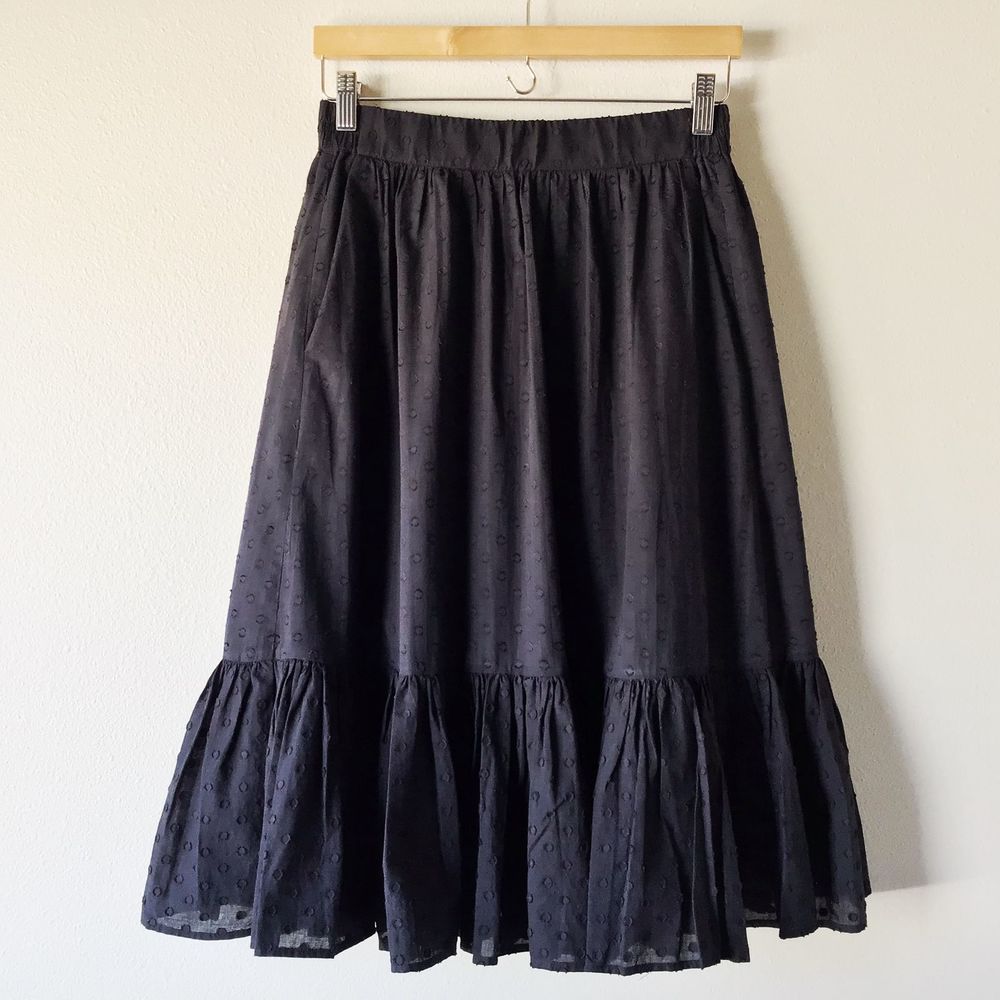 J.CREW Clip-Dot Tiered Skirt  Black Size 4
